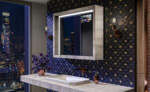 LED bathroom mirror with a WoodenFrame frame in Oslo Oak color