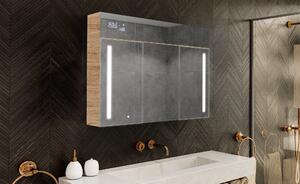 Illuminated cabinet with LED mirror, Emily L02 model - 100 x 72 cm, bathroom cabinet with modern design and lighting switch configuration, in San Marino color
