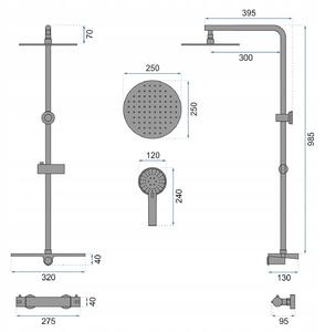 Thermostatic shower system Rea MIKE Black