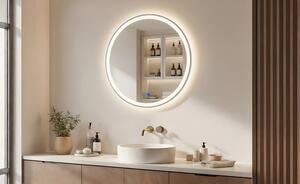Round LED-backlit mirror - 60/80 cm in a silver aluminum frame