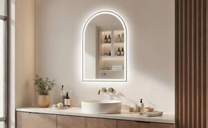 Irregular LED-backlit mirror – 60x90/70x100 cm in a silver aluminum frame