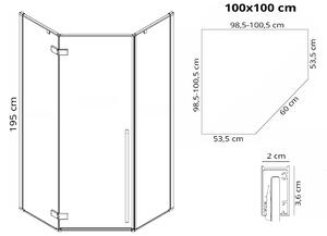 Shower enclosure Rea DIAMOND BLACK MAT 100x100