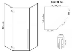 Shower enclosure Rea DIAMOND 80x80 Black MAT