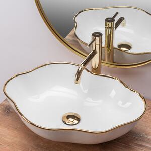 Countertop washbasin Rea Pearl Gold Edge