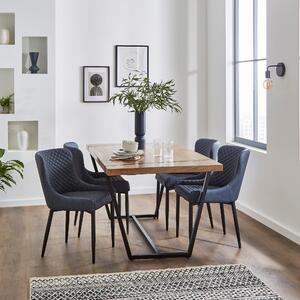 Montreal Set of 2 Dining Chairs, Faux Leather Navy Blue