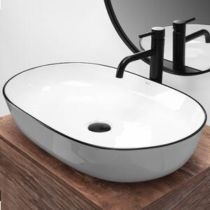 Ceramic Countertop Basin Rea CLEO white Black edge