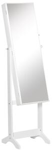 HOMCOM Lockable Jewellery Cabinet with Full-Length Mirror, Armoire Organiser for Bedroom Dressing Room, White Aosom UK