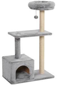 PawHut Durable Cat Scratching Tree, 3-Tier with Sisal Rope for Play and Rest, Grey Aosom UK