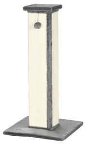 PawHut 81cm Cat Scratcher, Vertical Full Scratcher with Natural Sisal Rope, Hanging Ball and Soft Plush, Grey Aosom UK