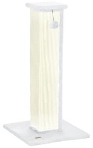 PawHut 81cm Cat Scratcher, Vertical Full Scratcher w/ Natural Sisal Rope, Hanging Ball, Soft Plush - White