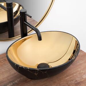 Countertop washbasin Rea Sofia in Gold marble black