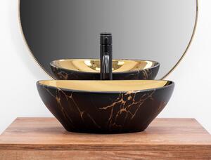 Countertop washbasin Rea Sofia in Gold marble black