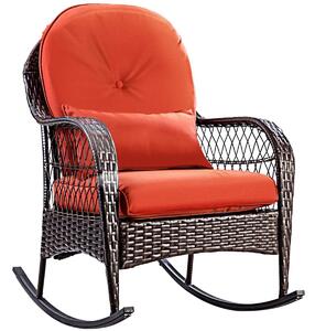 Costway Costway Rattan Rocking Chair with Cushions