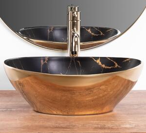Countertop washbasin Rea Sofia in marble mat Black Gold