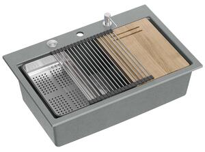 Granite sink MARC 110 WORKSTATION Grey Metallic