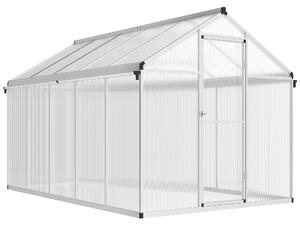 Outsunny 6 x 10ft Polycarbonate Greenhouse with Rain Gutters, Large Walk-In Green House with Window, Garden Plants Grow House with Aluminium