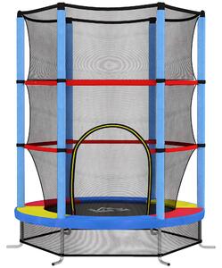 HOMCOM Kids Trampoline, with Enclosure Net, Steel Frame, for Ages 3-6 Years - MultiColoured