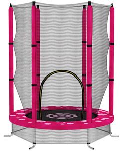 AIYAPLAY 4.6FT Toddler Trampoline w/ Safety Enclosure Net, for Indoor Outdoor Use, Ages 3-6 Years, Sun Pattern - Pink