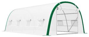 Outsunny Walk-in Polytunnel Greenhouse Tunnel Warm House Tent with Zipped Doors, 8 Mesh Windows, PE Cover, 6 x 3 m, White