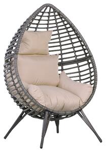 Outsunny Outdoor Indoor Rattan Egg Chair Wicker Weave Teardrop Chair with Cushion