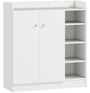 HOMCOM Large Shoe Storage Cabinet, Hallway Organiser with 2 Doors & 4 Adjustable Shelves, Sleek White Aosom UK