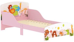 AIYAPLAY Cute Animal-Themed Toddler Bed w/ Safety Rails, 143 x 77 x 60cm