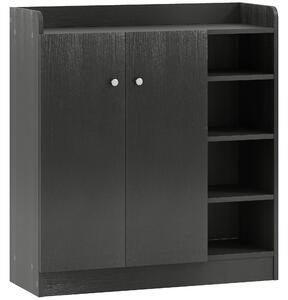 HOMCOM Shoe Storage Cabinet with Adjustable Shelves - Black