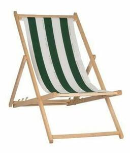 Sun-lounger Jardin Prive Cancale Stripes White/Green beech wood (132 x 55 x 35 cm)
