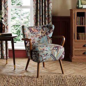 Eliza Wooden Arm Jacquard Nature's Exhibitionist Occasional Armchair