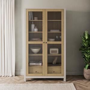 Olney Glazed Display Cabinet, Stone & Oak Effect