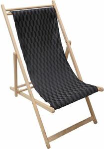 Sun-lounger Jardin Prive Black Geometric 132 x 55 x 35 cm beech wood