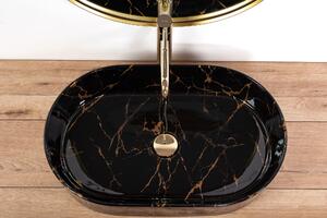 Ceramic Countertop Basin Rea Nadia Black Marble Shiny