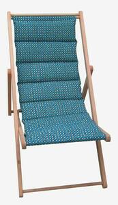 Sun-lounger Jardin Prive Douala Blue Canvas beech wood (106 x 55 x 95 cm)