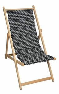 Sun-lounger Jardin Prive Helsinki Canvas beech wood Black/White (106 x 55 x 95 cm)