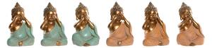 Decorative Figure Home ESPRIT Green Pink Golden Buddha Oriental 11 x 9 x 17 cm (6 Units)