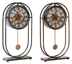 Table clock Home ESPRIT Black Golden Vintage (2 Units)