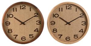 Wall Clock Home ESPRIT Brown Natural Wood Rattan 40 x 5 x 40 cm (2 Units)