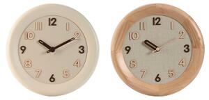 Wall Clock Home ESPRIT Beige Natural Wood 30 x 5 x 30 cm (2 Units)