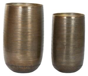 Planter Home ESPRIT Golden Silver Aluminium Modern 35 x 35 x 63 cm (2 Pieces)