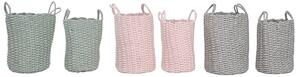 Basket set Home ESPRIT Green Grey Pink Rope (2 Pieces) (3 Units)