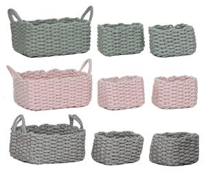 Basket set Home ESPRIT Beige Grey Pink Rope (3 Pieces) (3 Units)