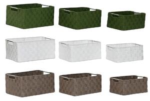 Basket set Home ESPRIT Green Grey Cream Metal polypropylene (3 Pieces) (3 Units)
