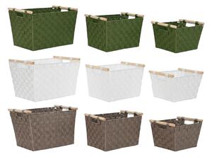Basket set Home ESPRIT Green Grey Cream Wood polypropylene (3 Pieces) (3 Units)