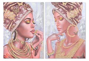 Painting Home ESPRIT Colonial African Woman 70 x 3 x 100 cm (2 Units)