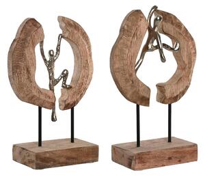 Decorative Figure Home ESPRIT Brown Silver Natural 19 x 9 x 28 cm (2 Units)