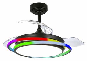 Ceiling Fan CristalRecord ANTILA MINI RGB BK RETRAC Black