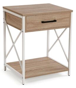 Nightstand Versa White PVC Wood Metal 40 x 60 x 48 cm