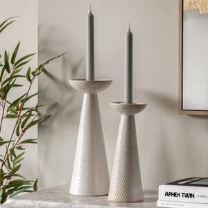 Set of 2 Porto Ceramic Glazed Candlestick Holders