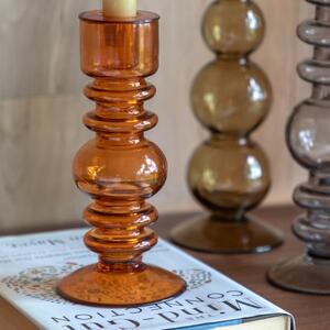 Amber Movera Glass Taper Candlestick Holder