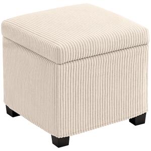 HOMCOM Storage Ottoman Bench, Corduroy Footstool with Removable Lid and Legs, 40cm Storage Chest Box for Living Room, Bedroom, Hallway, Beige